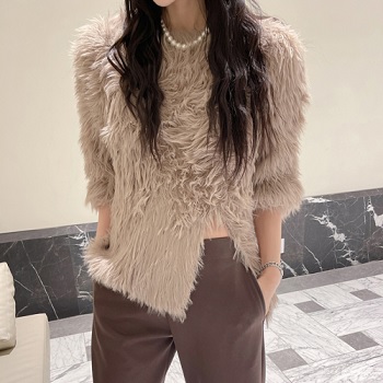 partysu-Maple slit fur knit