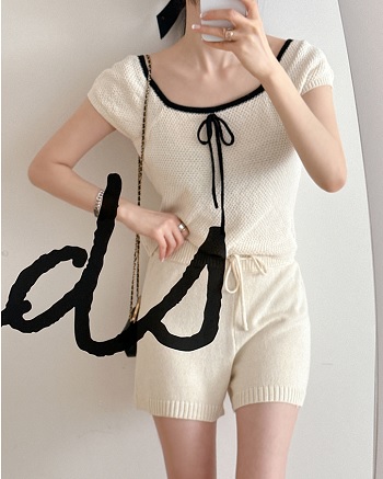 partysu-Cherry ribbon knit